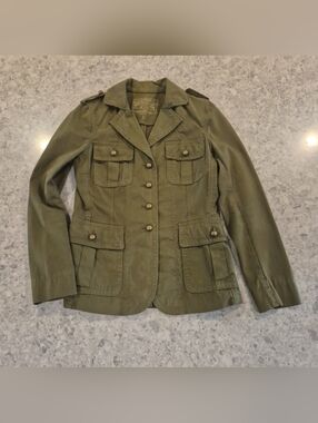 Vintage Banana Republic Military Safari Utility Jacket Army Green Women's Size 6